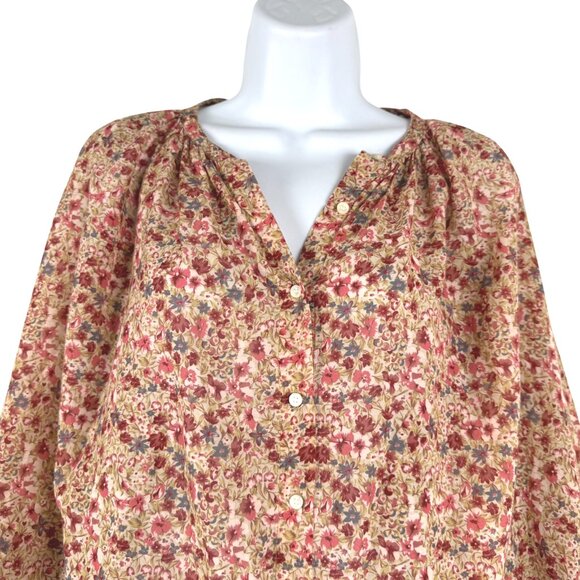 Doen Jane Blouse Top Medium Pink Valley Floral Cotton Blend Boho TP-3650 - Picture 6 of 8